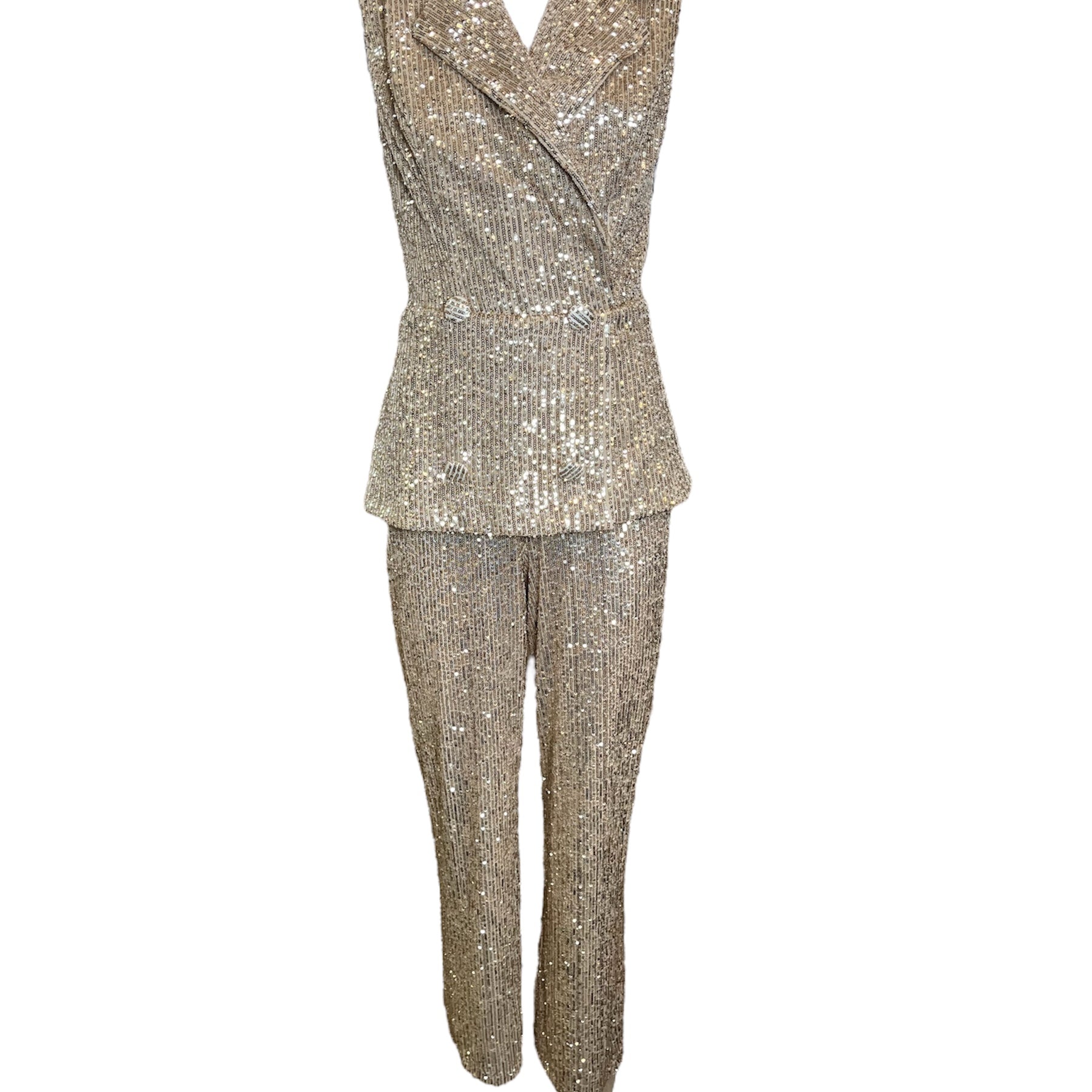Romeo Gigli Gold Sequin Jumpsuit FRONT PHOTO 1 OF 5