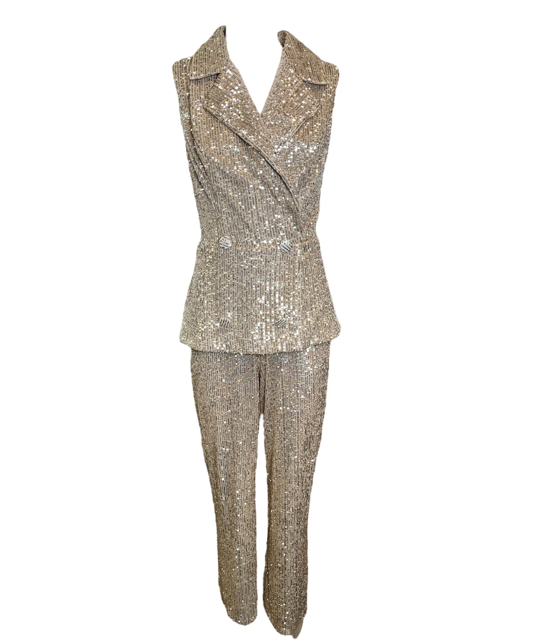 Romeo Gigli Gold Sequin Jumpsuit FRONT PHOTO 1 OF 5