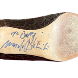 PRICE Autographed Manolo Blahnik Crocodile Leather Pumps AUTOGRAPH LEFT SHOE READS TO BETTY MANOLO BLAHNIK 2 OF 6