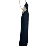 Jean-Louis Scherrer Couture Black Gown with Sheer Cutouts and Golden Beads SIDE PHOTO 2 OF 4