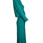 Galanos 80s Emerald Green Gown w/ Woven Front Detail SIDE PHOTO 3 OF 5