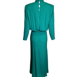 Galanos 80s Emerald Green Gown w/ Woven Front Detail BACK PHOTO 4 OF 5