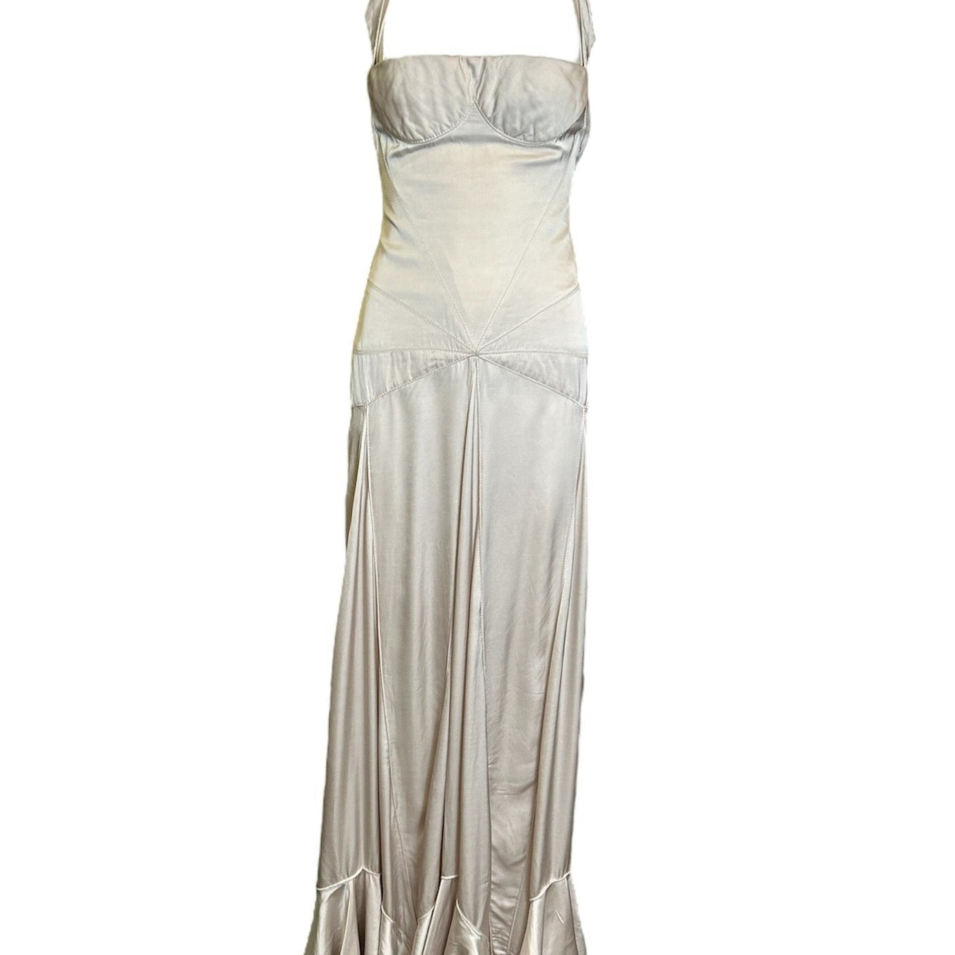  Gianfranco Ferre Silk Oyster Halter Gown FRONT PHOTO 1 OF 4