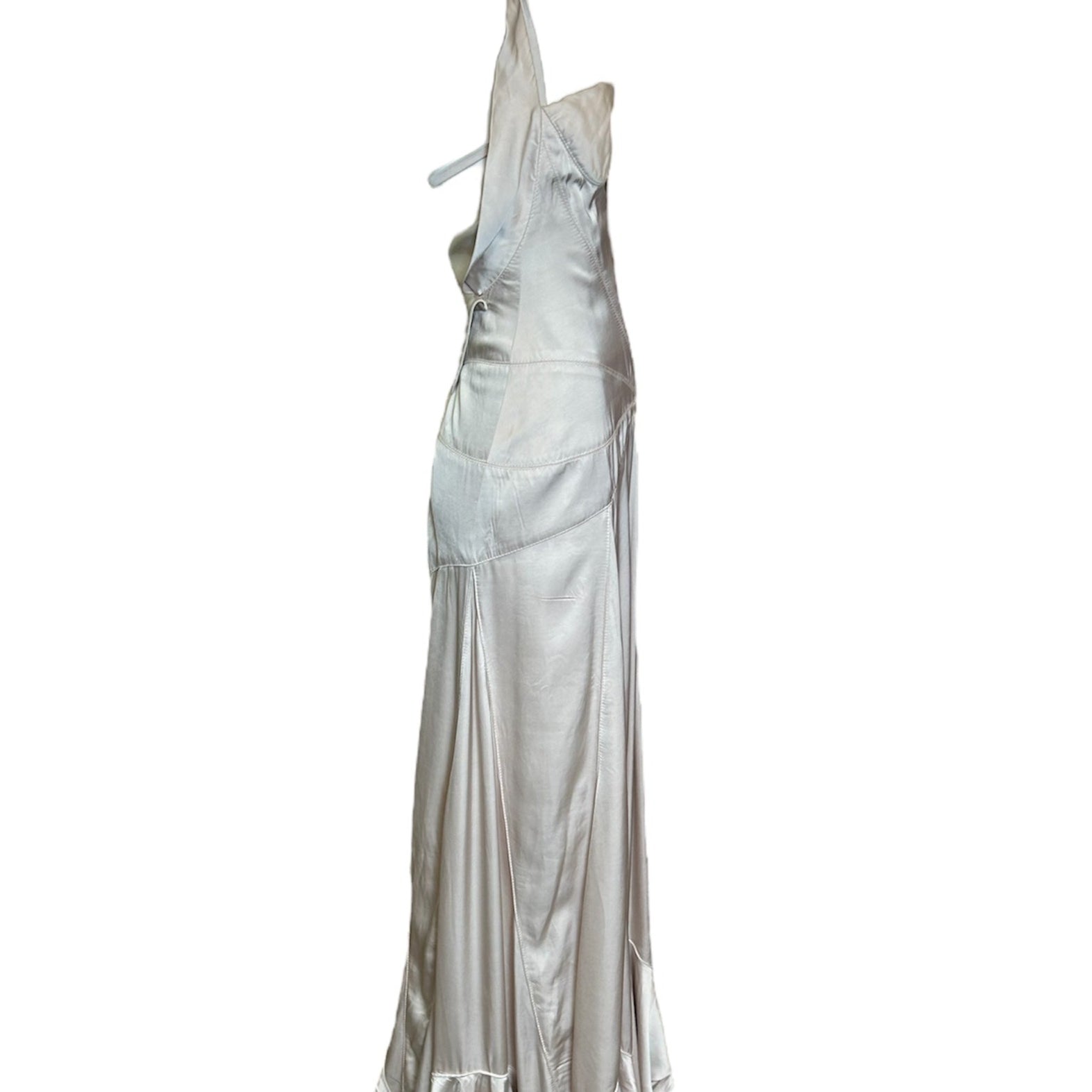  Gianfranco Ferre Silk Oyster Halter Gown SIDE PHOTO 2 OF 4