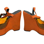 The Wonder Wedge by Bonnie Smith for Kimel '70s Orange Woven Fruit Bunch Wedge Platform Sandals, side 3