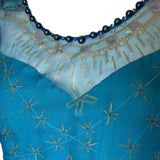 Zandra Rhodes 1970s Silk Turquoise Silk Screen Dress PINHOLE SILK DAMAGE 7 OF 7