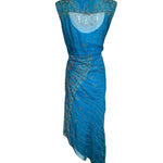 Zandra Rhodes 1970s Silk Turquoise Silk Screen Dress BACK PHOTO 2 OF 7