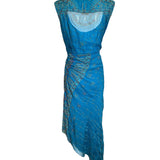 Zandra Rhodes 1970s Silk Turquoise Silk Screen Dress BACK PHOTO 2 OF 7