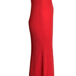 Mila Schön Cherry Red Asymmetrical Ruffled Detail Gown SIDE 3/5
