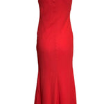 Mila Schön Cherry Red Asymmetrical Ruffled Detail Gown BACK 4/5