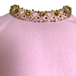 Fred Rothschild 60s Bubblegum Pink Shift Dress with Amber Embellished Collar & Hem DETAIL 4/5