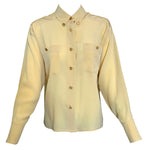 CHANEL Pale Yellow Button Up Crepe BlouseFRONT 1/5