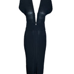 CHANEL Black Pleated Bodycon Dress + Belt ADJUSTABLE ZIPPER PHOTO 3 OF 7