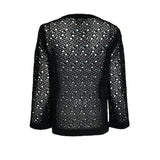 CHANEL Net-Knit Black Cardigan with Logo Buttons BACK PHOTO 2 OF 5