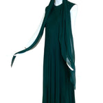 Stavropoulos '70s Emerald Green Silk Chiffon Gown & Scarf as head wrap