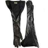 Burberry Black Leather Opera Gloves with Statement Zipper OPEN ZIPPER AND LABEL PHOTO 5 OF 6