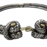 Oscar de la Renta Metallic Snakeskin Leather Knotted Belt