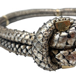 Oscar de la Renta Metallic Snakeskin Leather Knotted Belt, knot