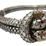 Oscar de la Renta Metallic Snakeskin Leather Knotted Belt, knot