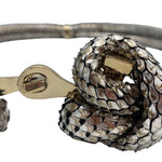 Oscar de la Renta Metallic Snakeskin Leather Knotted Belt, knot 2