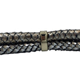 Oscar de la Renta Metallic Snakeskin Leather Knotted Belt, detail 3