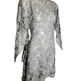 Junya Watanabe Comme Des Garcons Silver Kimono-Style Sleeve Lace Dress DETAIL PHOTO 4 OF 5