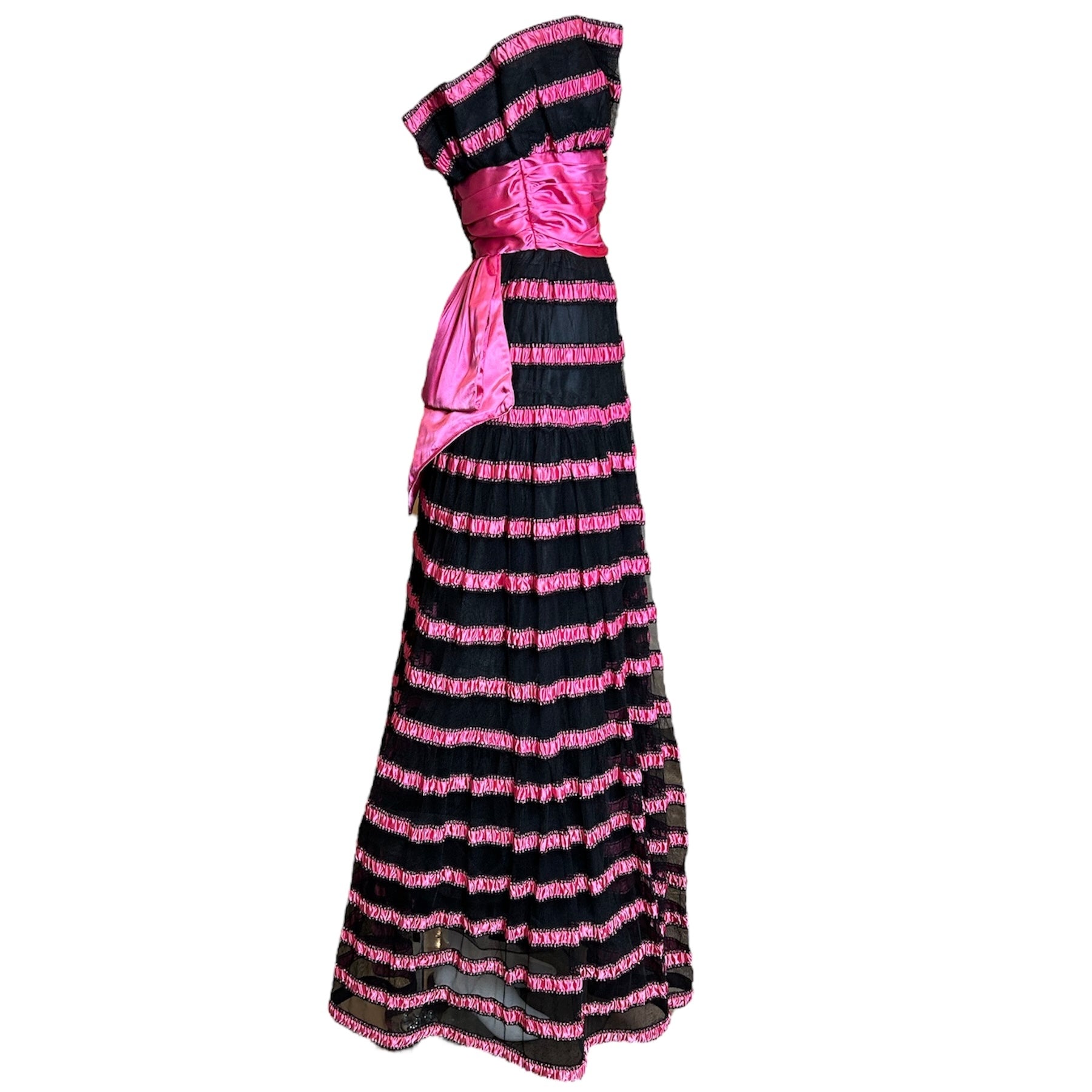 David Feldman 80s Pink & Black Ballgown SIDE PHOTO 2 OF 3
