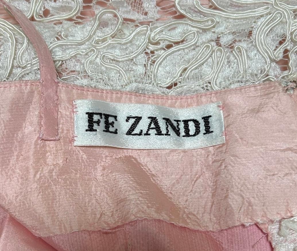 Fe Zandi Pink & Cream Soutache Dress with Cascading Train TAG PHOTO 5 OF 5