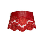 Geoffrey Beene Red Leather and Raffia Floral Waistband FRONT PHOTO 1 OF 4