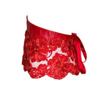 Geoffrey Beene Red Leather and Raffia Floral Waistband SIDE PHOTO 4 OF 4