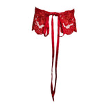 Geoffrey Beene Red Leather and Raffia Floral Waistband BACK PHOTO 2 OF 4