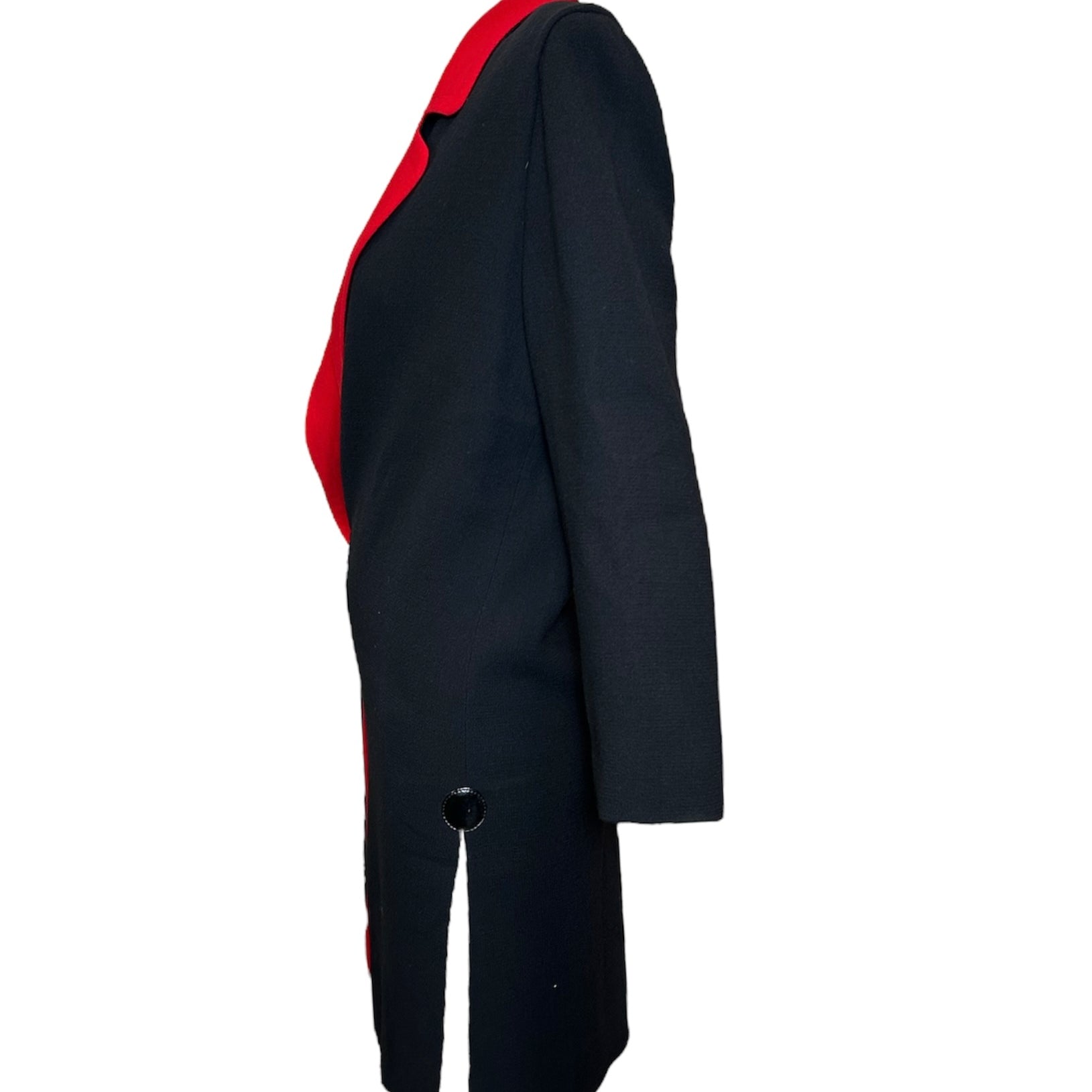Pierre Cardin Red & Black Mod Overcoat with Leather Accents SIDE PHOTO 2 OF 5