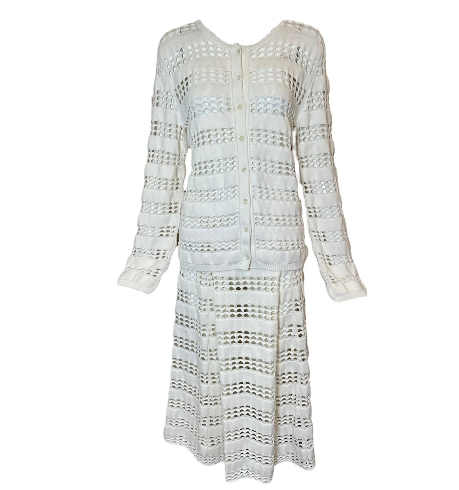 Chloe White Knit Eyelet Ensemble FRONT PHOTO UNTUCKED 1 OF 6