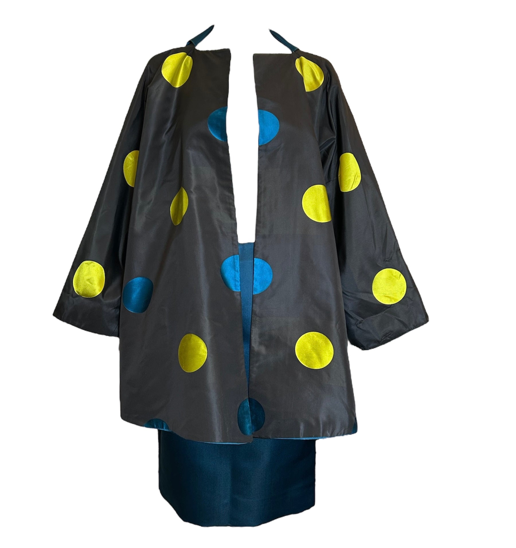  Geoffrey Beene Reversible Evening Coat + Skirt Ensemble FRONT POLKADOT PHOTO 1 OF 8