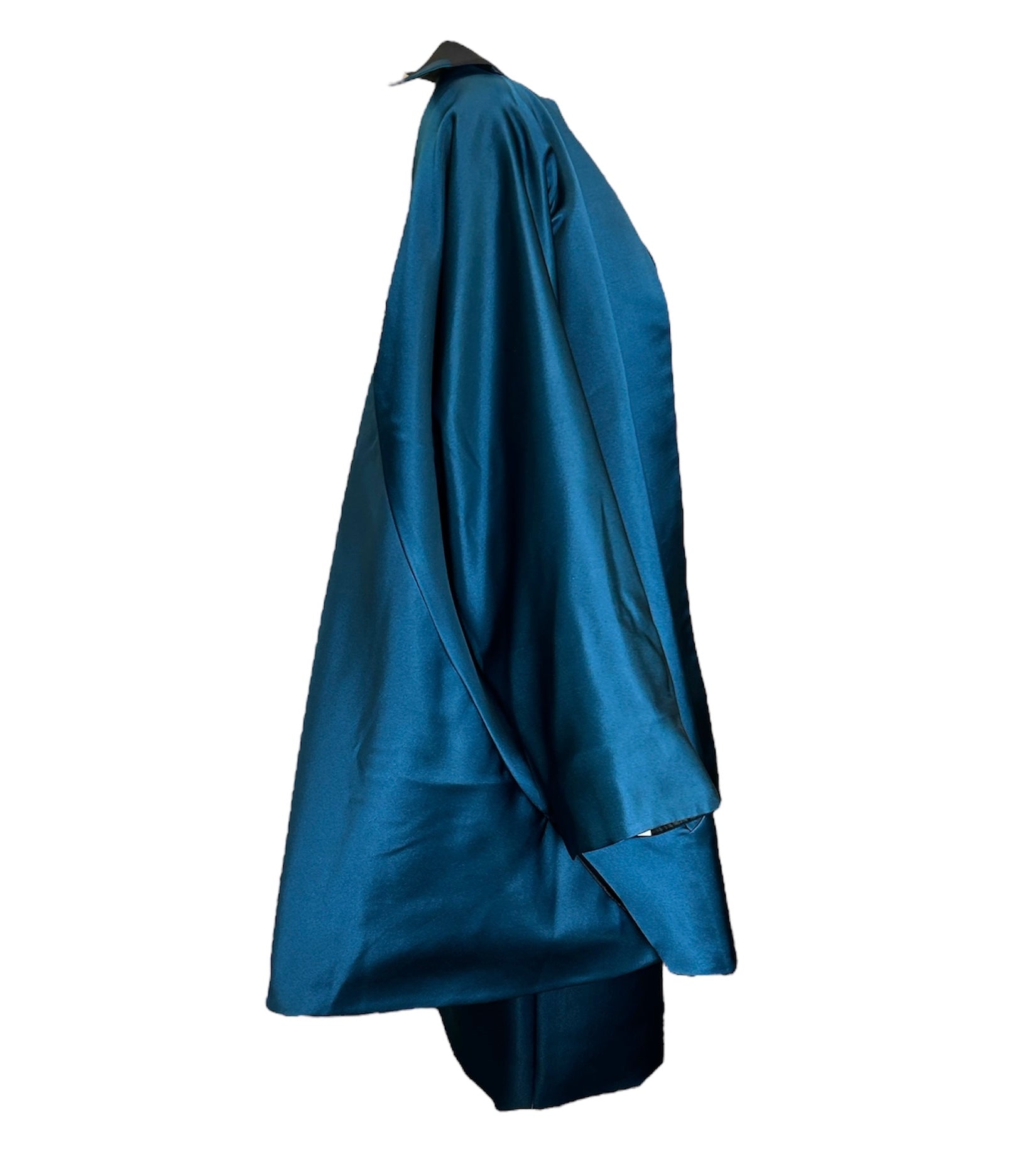  Geoffrey Beene Reversible Evening Coat + Skirt Ensemble SIDE PHOTO BLUE SATIN 6 OF 8