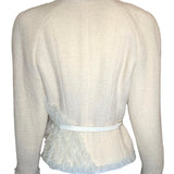 CHANEL 2002 Cruise/Resort Cream Tweed and Ruffle Tulle Jacket BACK PHOTO 4 OF 8