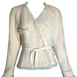 CHANEL 2002 Cruise/Resort Cream Tweed and Ruffle Tulle Jacket FRONT PHOTO 1 OF 8