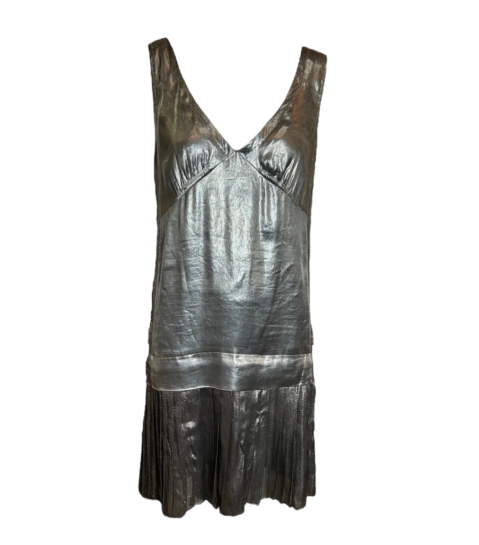 Marc Jacobs Silver Lamé 20s Inspired Dress FRONT PHOTO 1 OF 4