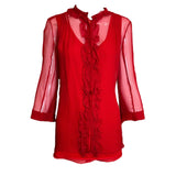 Chloe Red Sheer Silk Blouse + Undershirt FRONT PHOTO 1 OF 7