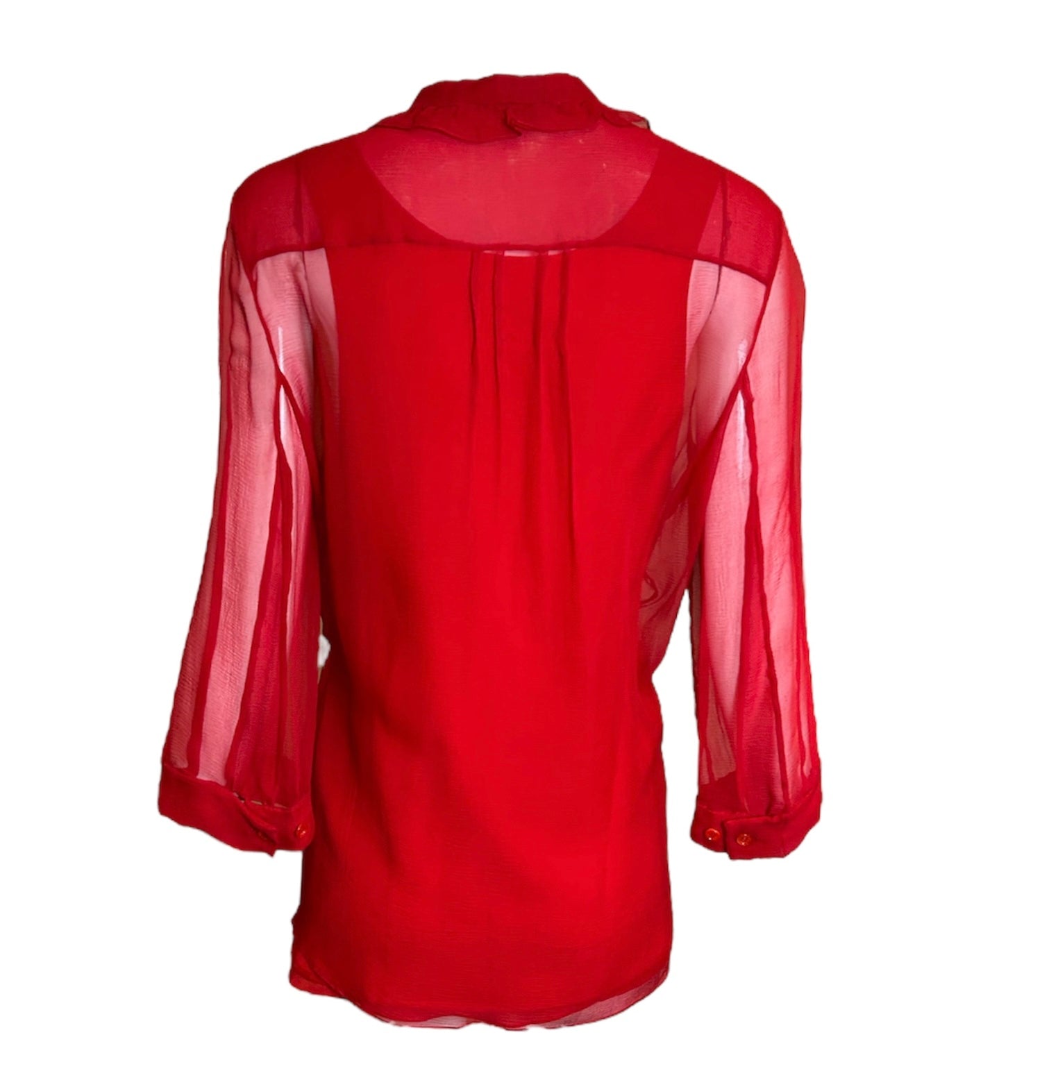 Chloe Red Sheer Silk Blouse + Undershirt BACK PHOTO 3 OF 7