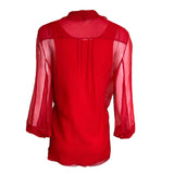 Chloe Red Sheer Silk Blouse + Undershirt BACK PHOTO 3 OF 7