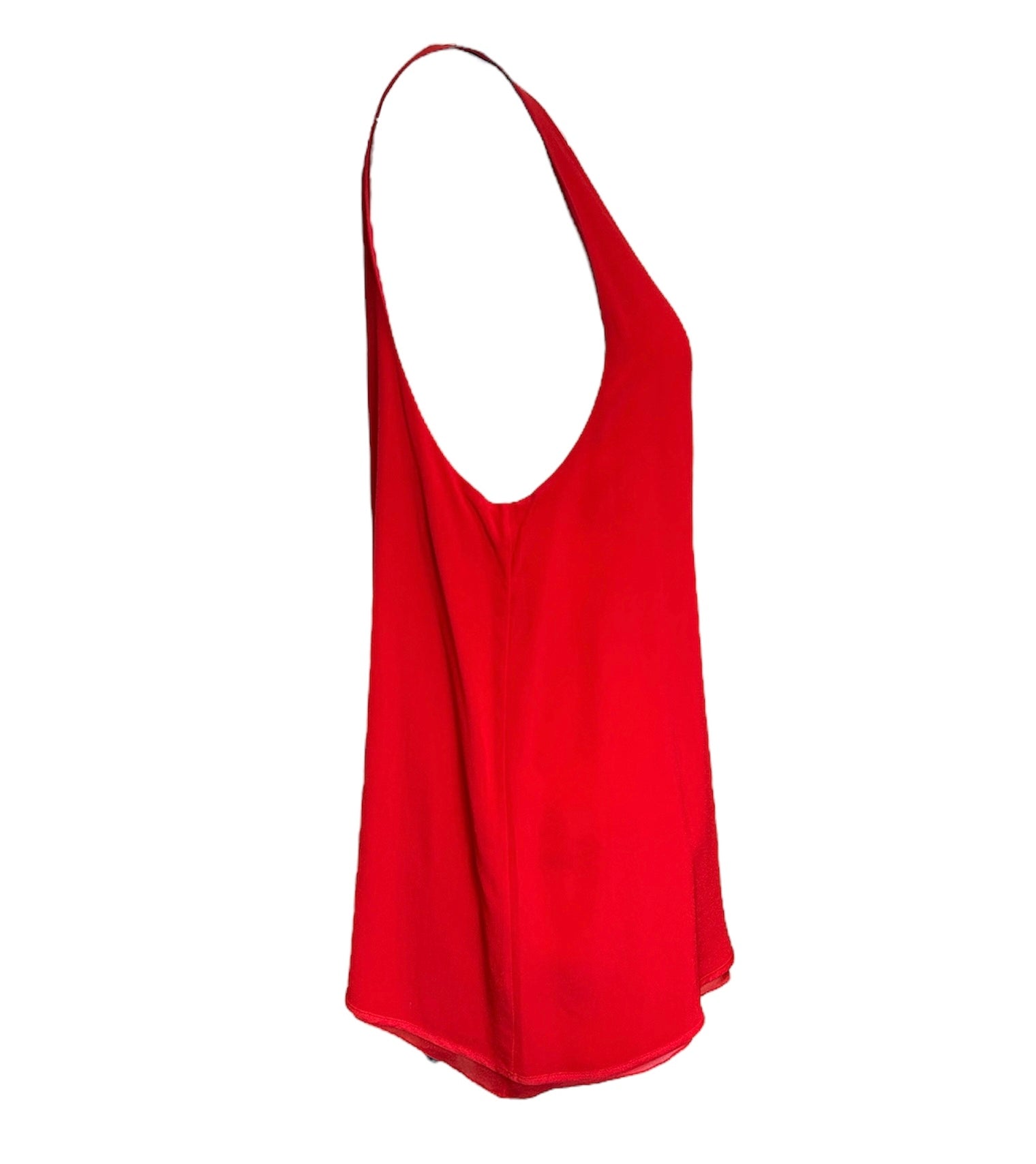 Chloe Red Sheer Silk Blouse + Undershirt SLEEVELESS SIDE PHOTO 6 OF 7