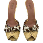 Alaia Raffia Animal Print Peep Toe Heeled Mules top