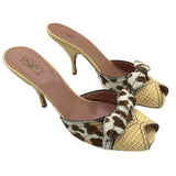 Alaia Raffia Animal Print Peep Toe Heeled Mules, side