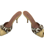 Alaia Raffia Animal Print Peep Toe Heeled Mules, side 2