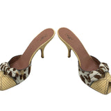 Alaia Raffia Animal Print Peep Toe Heeled Mules, side 2