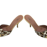 Alaia Raffia Animal Print Peep Toe Heeled Mules, side 3