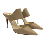 Jimmy Choo Beige Leather Pointed Toe Heeled Mules