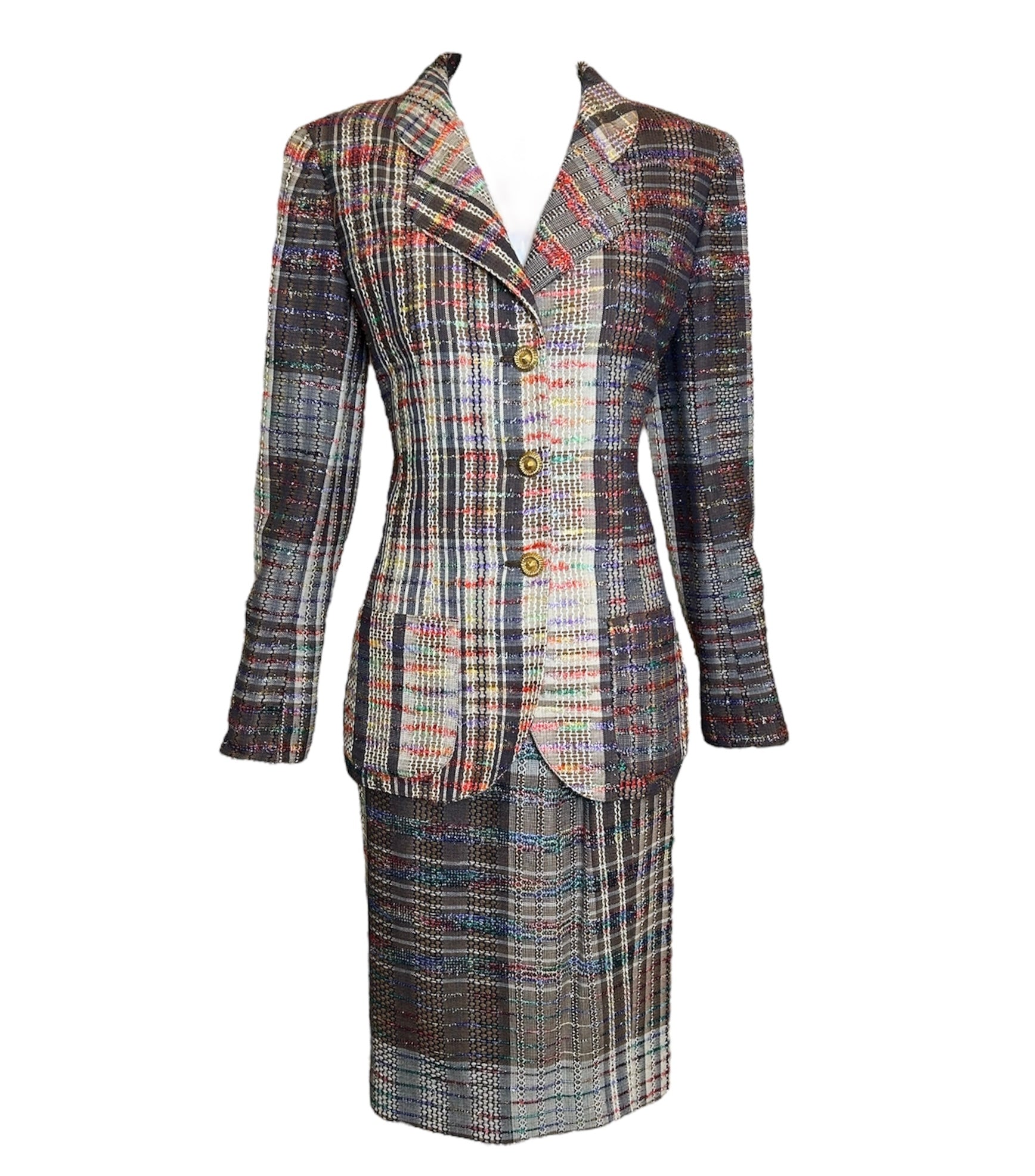 Emanuel Ungaro Parallele Rainbow Thread Suit Ensemble FRONT PHOTO 1 OF 7