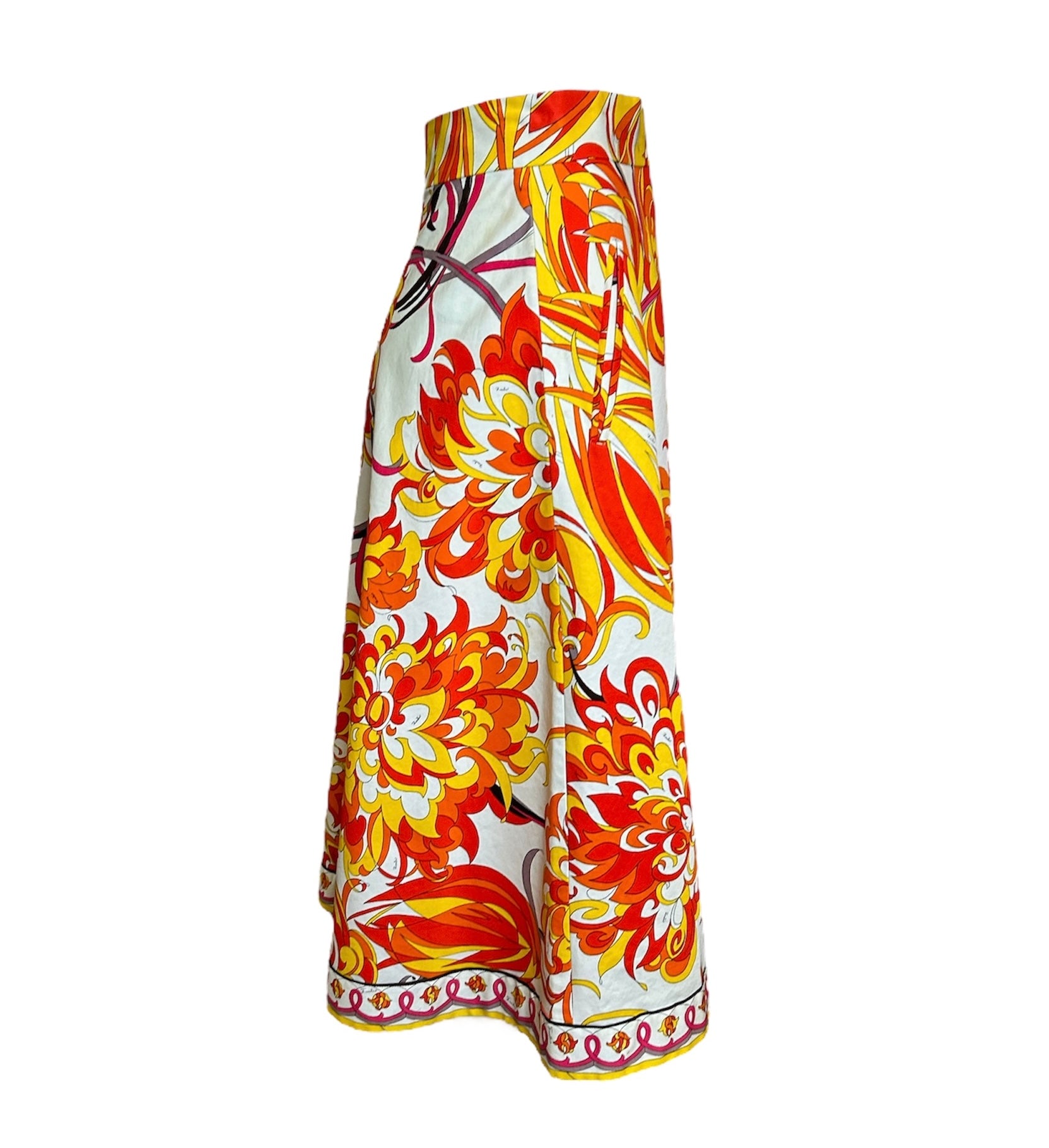 Emilio Pucci 70s Floral Flame Psychedelic Ensemble Shirt/Skirt SIDE PHOTO SKIRT 5 OF 9